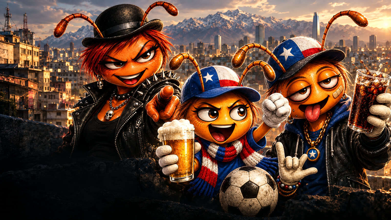 Filosa Punzante, Hincha Pelota y Huachaca Rete en portada comic satirica