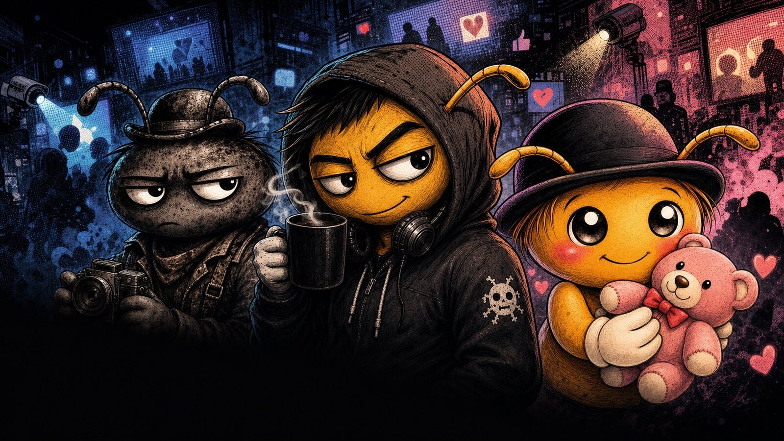Tiz Now, Swifty Zero y Lunita Soft en banner comic digital