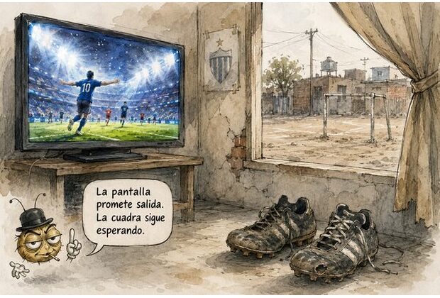 El fútbol en pantalla grande, la calle en pausa